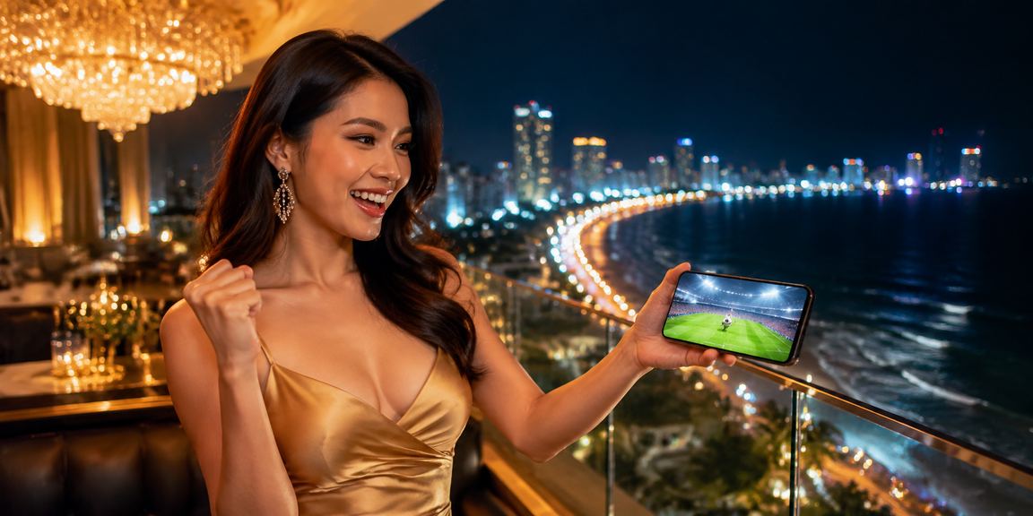 Người dùng truy cập casino di động trên bãi biển Đà Nẵng