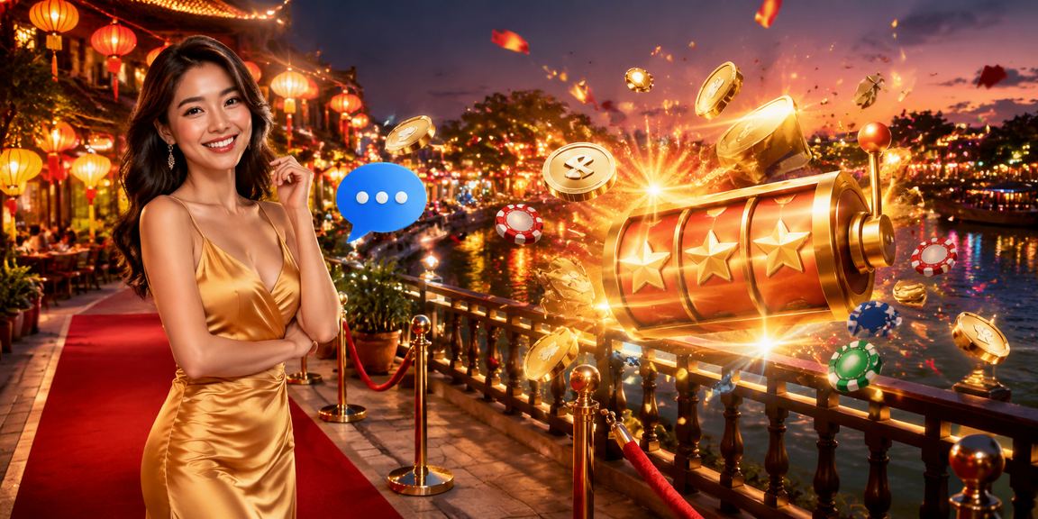 Người chơi slot game tại chợ đêm Hà Nội với giao diện di động hiện đại